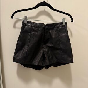 Black Leather Women Shorts